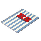 Persoonlijk monogram blauwe streep, aangepaste ini notitieboek (Linkerzijde)