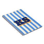 Persoonlijk monogram blauwe streep, aangepaste ini notitieboek (Rechterzijde)