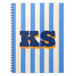 Persoonlijk monogram blauwe streep, aangepaste ini notitieboek