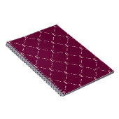 Persoonlijk monogram, bordeauxrood geometrisch pat notitieboek (Rechterzijde)