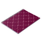 Persoonlijk monogram, bordeauxrood geometrisch pat notitieboek (Linkerzijde)