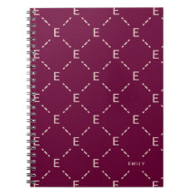 Persoonlijk monogram, bordeauxrood geometrisch pat