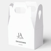 Persoonlijk monogram bruidsjonker getuige naam dat bedankdoosjes (Geopend)