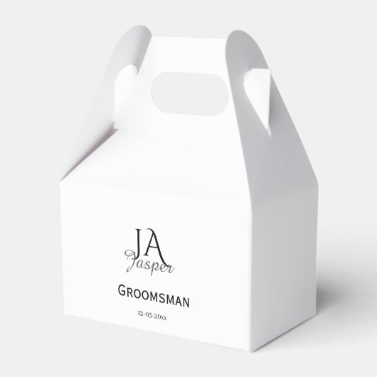 Persoonlijk monogram bruidsjonker getuige naam dat bedankdoosjes (Voorkant Zijde)