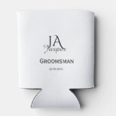 Persoonlijk monogram bruidsjonker getuige naam dat blikjeskoeler (Achterkant)