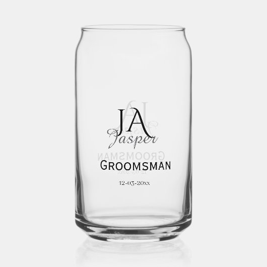 Persoonlijk monogram bruidsjonker getuige naam dat blikvorm glas (Voorkant)