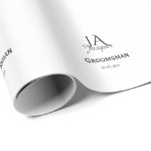 Persoonlijk monogram bruidsjonker getuige naam dat cadeaupapier (Rol Hoek)