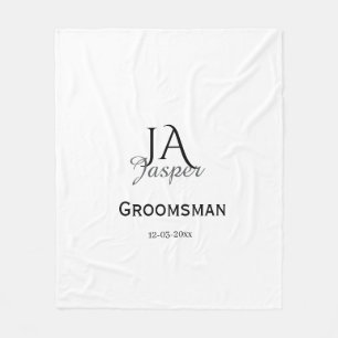 Persoonlijk monogram bruidsjonker getuige naam dat fleece deken