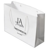 Persoonlijk monogram bruidsjonker getuige naam dat groot cadeauzakje (Achterkant Gekanteld)