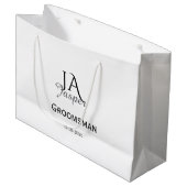 Persoonlijk monogram bruidsjonker getuige naam dat groot cadeauzakje (Voorkant Gekanteld)