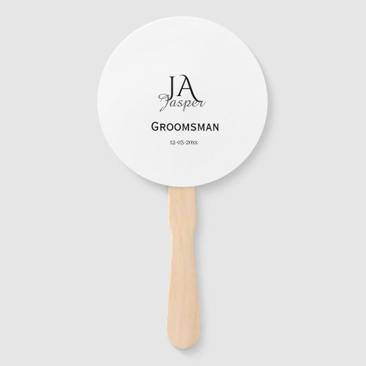Persoonlijk monogram bruidsjonker getuige naam dat handwaaier (Achterkant)