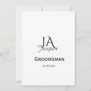 Persoonlijk monogram bruidsjonker getuige naam dat kaart