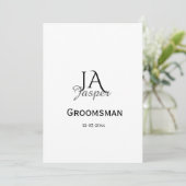 Persoonlijk monogram bruidsjonker getuige naam dat kaart (Staand voorkant)