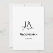 Persoonlijk monogram bruidsjonker getuige naam dat kaart (Achterkant)
