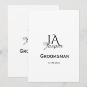 Persoonlijk monogram bruidsjonker getuige naam dat kaart (Voorkant / Achterkant)
