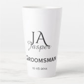 Persoonlijk monogram bruidsjonker getuige naam dat latte mok (Voorkant)