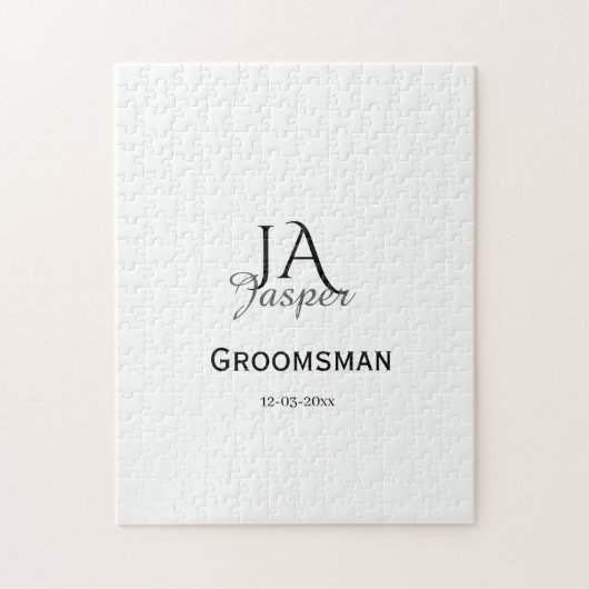 Persoonlijk monogram bruidsjonker getuige naam dat legpuzzel (Verticaal)