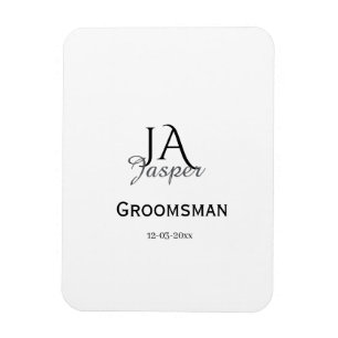 Persoonlijk monogram bruidsjonker getuige naam dat magneet