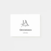 Persoonlijk monogram bruidsjonker getuige naam dat post-it® notes (Voorkant)