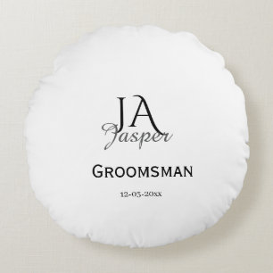Persoonlijk monogram bruidsjonker getuige naam dat rond kussen