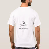 Persoonlijk monogram bruidsjonker getuige naam dat t-shirt (Achterkant)