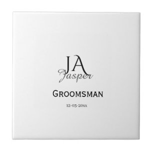 Persoonlijk monogram bruidsjonker getuige naam dat tegeltje