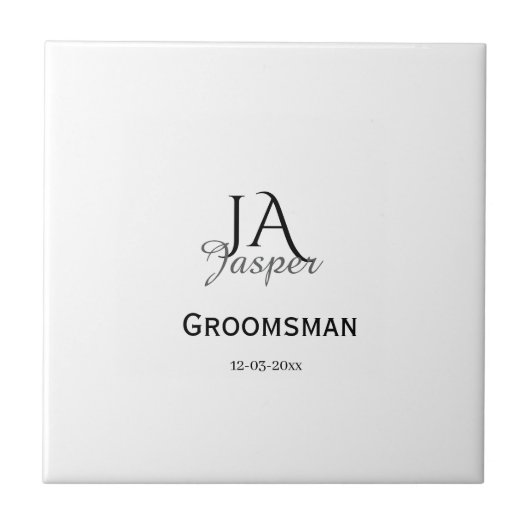 Persoonlijk monogram bruidsjonker getuige naam dat tegeltje (Voorkant)