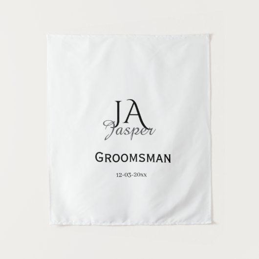 Persoonlijk monogram bruidsjonker getuige naam dat wandkleed (Voorkant)