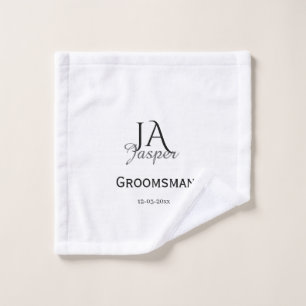 Persoonlijk monogram bruidsjonker getuige naam dat washandje