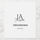 Persoonlijk monogram bruidsjonker getuige naam dat wijn etiket (Enkel label)