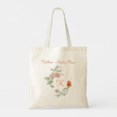 Persoonlijk Monogram Bruidsmeisje Perzik Groen Blo Tote Bag (Achterkant)