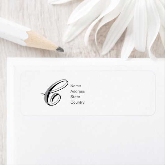 Persoonlijk Monogram C Script Retouradreslabel Etiket (Insitu)