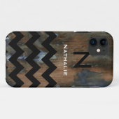 persoonlijk monogram chevron op textuur Case-Mate iPhone case (Achterkant (horizontaal))