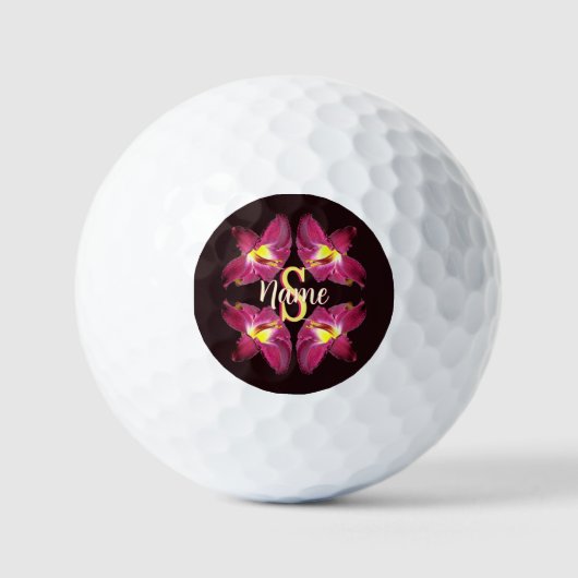 Persoonlijk monogram eerste letter naam lelie kuns golfballen (Voorkant)