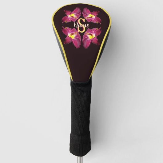 Persoonlijk monogram eerste letter naam lelie kuns golfheadcover (Voorkant)