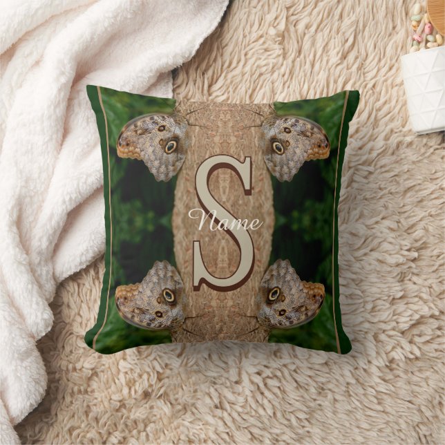Persoonlijk monogram eerste letter naam vlinder ku kussen (Deken)