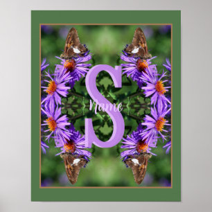 Persoonlijk monogram eerste letter naam vlinder ku poster