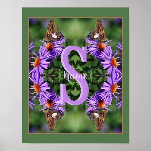 Persoonlijk monogram eerste letter naam vlinder ku poster (Voorkant)