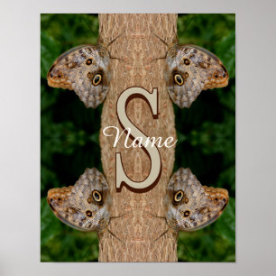 Persoonlijk monogram eerste letter naam vlinder ku poster