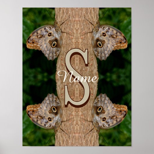 Persoonlijk monogram eerste letter naam vlinder ku poster (Voorkant)