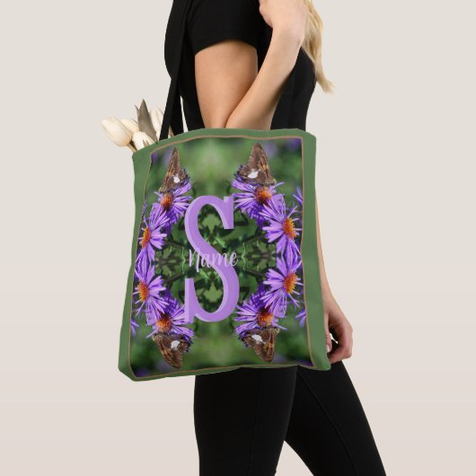 Persoonlijk monogram eerste letter naam vlinder ku tote bag (Dichtbij)