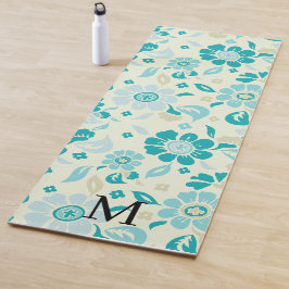 Persoonlijk monogram elegant bloempatroon yogamat