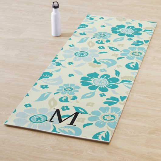 Persoonlijk monogram elegant bloempatroon yogamat (In situ)