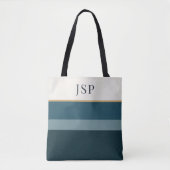 Persoonlijk Monogram | Elegant Gestreept Ontwerp Tote Bag (Voorkant)