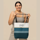 Persoonlijk Monogram | Elegant Gestreept Ontwerp Tote Bag