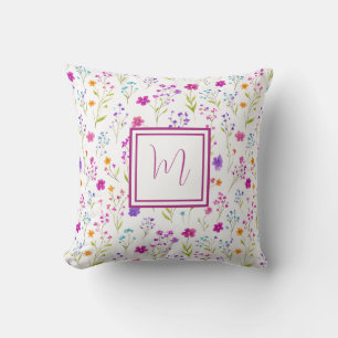 Persoonlijk monogram – Elegante moderne bloemen Kussen