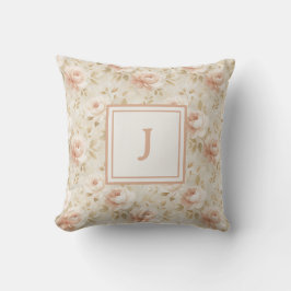 Persoonlijk Monogram – Elegante Moderne Bloemen Kussen
