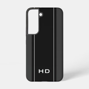 Persoonlijk monogram elegante zwarte streep samsung galaxy hoesje