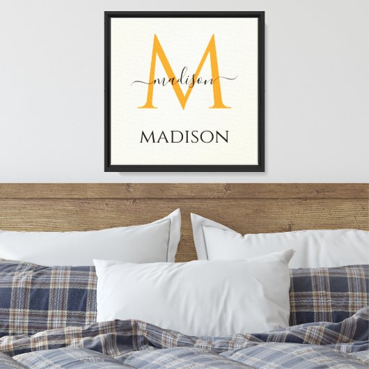 Persoonlijk monogram en naam canvas afdruk (Insitu (Slaapkamer))