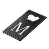 Persoonlijk monogram en naam creditkaart flessenopener (Voorkant Gekanteld)